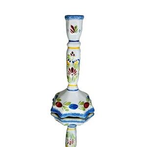 Henriot Quimper Hand Painted France Candlestick Very Rare Vintage 1920's-1960's.
